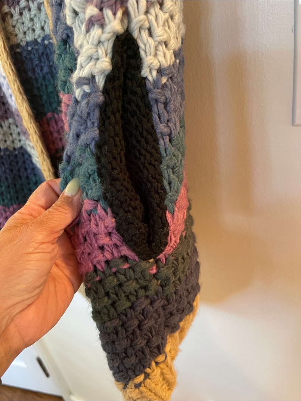 Listicle Multicolor Chunky Stripe Open Cardigan - Mustard Trim - Picture 2 of 5